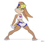 anthro basketball basketball_uniform buckteeth clothing female midriff solo sportswear teeth uniform papawaff looney_tunes space_jam warner_brothers lola_bunny lagomorph leporid mammal rabbit 2011 hi_res