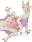 anus big_penis capcom claws feral frill_(anatomy) fur genitals hi_res leviathan_(mh) looking_at_viewer lying male mizutsune monster_hunter nude on_side penis presenting presenting_penis simple_background solo solterv spread_legs spreading white_background white_body