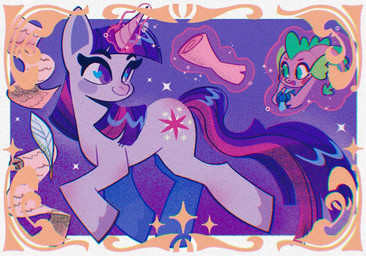 duo female feral gem heart_eyes heart_symbol horn loose_feather magic male quill scroll sparkles telekinesis lemmonreef friendship_is_magic hasbro my_little_pony mythology spike_(mlp) twilight_sparkle_(mlp) dragon equid equine mammal mythological_creature mythological_equine mythological_scalie scalie unicorn