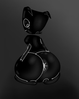 anthro anus ass_up big_butt black_body blush blush_lines bubble_butt butt butt_focus female grey_background hand_on_butt huge_butt hyper hyper_butt looking_back presenting presenting_anus ribbons simple_background sitting smile solo calliefornsfw crossed glitch_productions the_amazing_digital_circus gangle_(tadc) monochrome