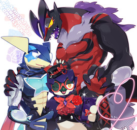 anthro athletic athletic_anthro athletic_male biped blue_eyes feathers flower fur group male muscular muscular_anthro muscular_male one_eye_closed plant purple_body purple_feathers purple_fur red_body red_eyes rose_(flower) selfie slim_anthro slim_male trio yellow_body yellow_eyes yellow_sclera 431642 nintendo pokemon pokemon_(species) species_request 2025 hi_res