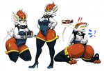 anthro barefoot breasts bunny_costume butt clothing costume feet female footwear high_heels leotard rear_view shoes solo thick_thighs redfred nintendo pokemon cinderace generation_8_pokemon pokemon_(species)