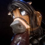 animal_genitalia animal_penis anthro bdsm bodily_fluids bound bridle chain chained clothing cross-eyed duo equine_genitalia equine_penis genitals harness latex latex_clothing latex_skinsuit leather looking_at_viewer looking_pleasured male male/male oral oral_penetration padded penetration penis restraints skinsuit tears tears_of_pleasure tight_clothing the_golden_stallion blender_cycles drake_coalcliff equid equine horse mammal 1:1 absurd_res hi_res