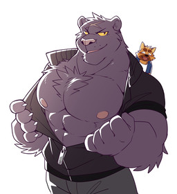 abs anthro biceps big_muscles black_body black_fur bottomwear brown_eyes chest_tuft claws clothed clothing duo flirting_look fur jacket kemono male melanistic muscular muscular_male nipples open_clothing open_jacket open_shirt open_topwear pants pecs pink_nipples pink_nose presenting presenting_pecs scar shirt showing_chest simple_background smile solo_focus standing topwear tuft unzipped unzipped_jacket white_background yellow_sclera zipper takemoto_arashi pogchamp hiro_(takemoto_arashi) ray_(takemoto_arashi) felid mammal pantherine 2018 digital_media_(artwork) hi_res meme