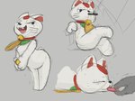 female smoke solo tongue tongue_out srjakbee dandadan maneki-neko turbo_granny_(dandadan) domestic_cat felid feline felis mammal sketch