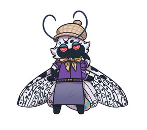 4_arms antennae_(anatomy) anthro arms_bent arthropod_abdomen ascot belt belt_buckle black_antennae black_belt black_body black_fur black_spots blue_eyelids bottomwear brown_clothing brown_hat brown_headwear buckle cheek_tuft circle_eyebrows clothed clothed_anthro clothed_female clothing eyebrows eyelashes facial_tuft featureless_limbs female female_anthro flat_chested front_view fully_clothed fully_clothed_anthro fully_clothed_female fur grey_bottomwear grey_clothing grey_skirt hat headgear headwear insect_wings lidded_eyes light looking_at_viewer mouthless multi_arm multi_limb multicolored_body multicolored_fur noseless orange_sclera pupils purple_clothing purple_shirt purple_topwear red_eyes red_pupils shirt simple_background skirt solo spots spotted_wings standing topwear tuft two_tone_body two_tone_fur white_background white_body white_fur white_wings wings yellow_ascot lunareel animal_crossing nintendo fan_character arthropod insect lepidopteran moth 2019 cel_shading colored digital_drawing_(artwork) digital_media_(artwork) english_description full-length_portrait lighting portrait shaded