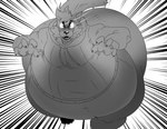 2024 anthro belly big_belly big_butt bottomless bottomless_anthro bottomless_male butt canid canine canis claws clothed clothing fangs fur glowing glowing_eyes hair hi_res hoodie hoodie_only imminent_vore looking_at_viewer male mammal monochrome motion_lines navel obese obese_anthro obese_male open_mouth overweight overweight_anthro overweight_male raised_tail reagan700 running running_towards_viewer solo tail teeth tongue tongue_out topwear topwear_only voodoo_(kitsunezero) wide_eyed wolf