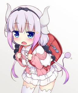 absolute_territory backpack blue_eyes blush clothed clothing dress eyebrows eyelashes female hair horn legwear open_mouth purple_hair solo standing thigh_highs young young_female young_humanoid bakupa miss_kobayashi's_dragon_maid mythology kanna_kamui animal_humanoid dragon dragon_humanoid humanoid mythological_creature mythological_scalie scalie 2017 hi_res