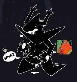 abdominal_bulge ambiguous_gender ambiguous_pred aroused bodily_fluids breath confusion drooling duo genital_fluids larger_pred male male_prey panting saliva simple_background size_difference speech_bubble unbirthing vaginal vaginal_fluids vore crudeburger deltarune undertale_(series) roaring_knight spamton_g._spamton humanoid digital_media_(artwork) reference_image