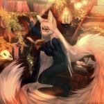 5_fingers anthro bone book candle clothed clothing detailed_background eyewear female fingers glasses hair long_hair reading skull solo angiewolf loyse canid canine fennec_fox fox mammal true_fox 1:1 2018 digital_media_(artwork) shaded