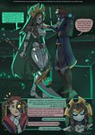 brown_hair cybernetics duo female green_eyes hair halberd headdress machine male melee_weapon neck_grab not_furry polearm text weapon basedbinkie warhammer_(franchise) warhammer_40000 bahiti cyborg human humanoid mammal necron robot absurd_res english_text hi_res