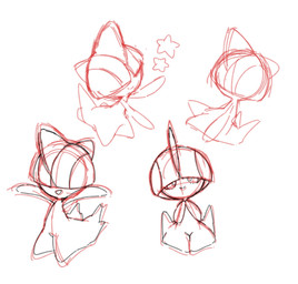 ambiguous_gender clothing forehead_horn group hair hair_over_eye on_model open_mouth pseudo_clothing pseudo_hair simple_background solo star_symbol young yakiniku628 nintendo pokemon generation_3_pokemon humanoid pokemon_(species) ralts hi_res monochrome sketch