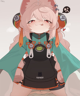 adult_on_young age_difference anthro assertive_anthro assertive_female black_clothing blush bodily_fluids clothed clothing ear_piercing eyelashes female female_anthro first_person_view genital_fluids green_clothing hair heart_eyes heart_symbol human_on_anthro impregnation_request interspecies licking licking_lips licking_own_lips loli looking_at_viewer male male/female on_top piercing pink_hair pupils smile speech_bubble tongue tongue_out vaginal_fluids young young_female younger_female homuro mihoyo zenless_zone_zero zhao_(zenless_zone_zero) human lagomorph leporid mammal rabbit hi_res adult_(lore)