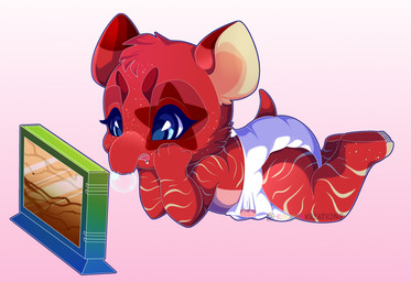 anthro chibi clean_diaper clothed clothing diaper diaper_only female solo topless wearing_diaper konoeikreations anteater mammal pilosan xenarthran hi_res