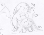 duo female feral feral_on_feral male male/female tail vaginal chu nintendo pokemon tenchi_muyo ryo-ohki cabbit_(tenchi_muyo) generation_1_pokemon mammal pikachu pokemon_(species) rodent black_and_white monochrome