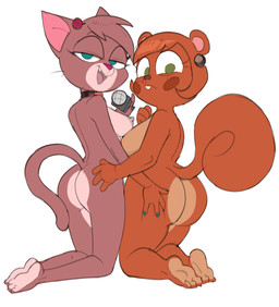 3_toes 4_fingers anthro areola bedroom_eyes big_breasts big_butt big_eyes biped black_blush black_collar black_eyebrows black_whiskers blush blush_lines breasts brown_body brown_ears brown_fur brown_markings brown_nose brown_tail butt butt_focus butt_grab butt_size_difference butt_squish cheek_markings claws collar countershade_butt countershade_face countershade_feet countershade_fur countershade_legs countershading curled_tail dark_collar duo ear_piercing ear_ring earpiece electronics embarrassed erect_nipples eyebrow_through_hair eyebrows eyelashes facial_markings fangs feet female female/female finger_claws fingers fur fur_tuft green_areola green_claws green_eyes grey_nipples hair hand_on_another's_butt hand_on_butt head_markings head_tuft head_turned holding_microphone holding_object humanoid_feet humanoid_hands iris kneeling legs_together light_body light_fur long_eyelashes looking_at_viewer looking_back looking_back_at_viewer markings mature_anthro mature_female microphone monotone_breasts monotone_tail mostly_nude mostly_nude_anthro mostly_nude_female mouth_closed multicolored_body multicolored_fur narrowed_eyes nipples no_pupils nude nude_anthro nude_female open_mouth open_smile orange_body orange_ears orange_fur orange_tail piercing pink_inner_ear pink_nose pink_tongue plantigrade pointy_ears presenting presenting_hindquarters prick_ears pseudo_hair rear_focus rear_view ring_piercing round_ears seductive short_hair simple_background smile smiling_at_viewer snout soles spots spotted_markings squish tail tan_body tan_breasts tan_countershading tan_fur teeth thick_thighs thin_eyebrows toes tongue translucent translucent_hair tuft two_tone_body two_tone_fur whiskers white_background white_body white_breasts white_countershading white_fur white_sclera dbaru third-party_edit murphy_and_mitzi delia_(ajmarekart) meryl_(ajmarekart) domestic_cat felid feline felis mammal rodent sciurid tree_squirrel 2024 color_edit colored digital_drawing_(artwork) digital_media_(artwork) hi_res