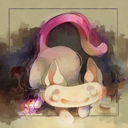 ambiguous_gender apple_core ass_up coin feral fur multicolored_body multicolored_fur purple_body purple_fur purple_tail quadruped smile solo tail tan_nose teeth text three-quarter_view two_tone_body two_tone_fur two_tone_tail whiskers white_body white_ears white_eyes white_fur white_tail sony-shock mewgenics domestic_cat felid feline felis mammal 1:1 2023 artist_name digital_media_(artwork)