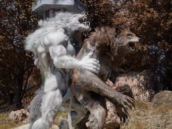 afternoon anthro aroused bodily_fluids claws cum cum_inside cum_spill duo ejaculation erection genital_fluids genitals howl male male/male orgasm penis sex tail wet foirgairwolf mythology canid canine mammal mythological_canine mythological_creature werecanid werecanine werecreature werewolf 3d_(artwork) blender_(artwork) blender_cycles_(artwork) digital_media_(artwork) hi_res