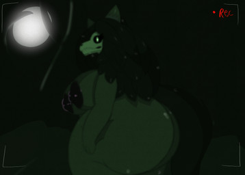 anthro big_breasts big_butt biped black_body blurred_character bone breasts butt camera camera_view curvy_figure dark_body female forest fur glistening glistening_breasts grey_body grey_fur hair huge_hips huge_thighs long_hair looking_at_viewer looking_back moon night night_vision nipples nude outside overweight overweight_anthro overweight_female plant purple_nipples recording side_view skull skull_head solo thick_thighs tree voluptuous_anthro voluptuous_female white_eyes wide_hips miyang_draws! scp_foundation scp-1471-a canid canine humanoid malo mammal absurd_res hi_res