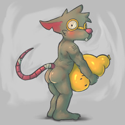anthro arm_tattoo balloon balloon_fetish bandage bandages_only buckteeth butt eyewear goggles grey_background inflatable male nude presenting presenting_hindquarters print_balloon simple_background skull_tattoo smiley_balloon smiley_face solo standing tattoo teeth badipoki league_of_legends riot_games tencent twitch_(lol) mammal murid murine rat rodent 1:1 absurd_res hi_res