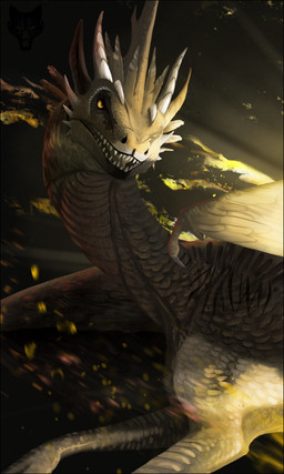 ambiguous_gender black_border border feral horn open_mouth solo teeth yellow_eyes oneminutesketch mythology dragon mythological_creature mythological_scalie scalie 2015 digital_media_(artwork)