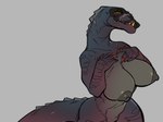 anthro areola big_breasts black_areola black_nipples breasts colored_nails female heart_symbol nails nipples nude red_nails scar smile solo glacierclear dinosaur postosuchus prehistoric_species reptile scalie 2022 digital_media_(artwork)