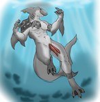2_penises animal_genitalia animal_penis anthro arm_tattoo black_sclera erection fin fin_piercing furgonomics furry-specific_piercing genital_slit genitals gills hemipenes male multi_genitalia multi_penis navel penis piercing shoulder_tattoo solo swimming tapering_penis tattoo tribal tribal_tattoo underwater water howling4uwu fish marine shark
