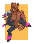 5_fingers anthro anthro_on_anthro areola black_body black_fur black_nose blush bodily_fluids border breast_size_difference breasts brown_areola brown_body brown_fur brown_nipples chest_tuft claws cloven_hooves duo ejaculation female female/female female_anthro female_on_anthro fingering fingering_partner fingers fluffy fur genital_fluids genitals green_eyes hair hooves inner_ear_fluff kneeling medium_breasts multicolored_body multicolored_fur nipples nude nude_anthro nude_female orgasm pink_areola pink_inner_pussy pink_nipples pink_nose pussy pussy_ejaculation round_ears sex sharp_teeth simple_background smile spread_legs spreading teeth tuft vaginal vaginal_fingering vaginal_fluids white_border white_hair yellow_background hanruhan engel_(nightnight) vita_(nightnight) bear black_bear bovid caprine goat mammal moon_bear ursine absurd_res hi_res