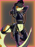 animal_genitalia anthro big_tail bondage_gear clothing femboy genital_slit genitals hat headgear headwear latex latex_clothing latex_legwear latex_stockings legwear looking_at_viewer male solo stockings straps tail tight_clothing topazknight jack_(topazknight) lizard reptile scalie absurd_res hi_res