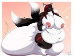 anthro belly_overhang big_breasts big_diaper blush breast_grab breasts diaper feces female front_view hand_on_breast huge_breasts huge_diaper hyper hyper_breasts hyper_diaper looking_at_viewer messy multi_tail obese open_mouth overweight pooping soiled_diaper soiling soiling_diaper solo standing tail thick_thighs unclean_diaper used_diaper steelshark canid canine fox mammal 4:3 absurd_res hi_res