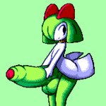 1:1 amphlow anthro balls big_balls big_penis collar digital_media_(artwork) flygon_(artist) foreskin generation_3_pokemon genitals green_body huge_balls huge_penis hyper hyper_balls hyper_genitalia hyper_penis kirlia looking_back male nintendo partially_retracted_foreskin penis pixel_(artwork) pokemon pokemon_(species) solo