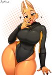 anthro big_breasts breasts clothed clothing eyebrow_piercing eyelashes facial_piercing female fur heart_symbol leotard looking_at_viewer orange_body orange_fur piercing simple_background smile solo stealth_suit thick_thighs tongue tongue_out wide_hips sophiathedragon dreamworks the_bad_guys diane_foxington canid canine fox mammal 2022 absurd_res digital_media_(artwork) hi_res