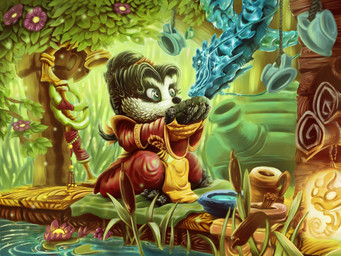 accessory anthro black_body black_fur black_hair black_nose blue_body blue_eyes blue_scales bottomwear bowl cattail_(plant) chair clothing container countershade_face countershading cup drinking duo female floor flower flying fur furniture glistening glistening_body glistening_scales grass green_eyes hair hair_accessory hair_ring hand_wraps leaf looking_at_another mortar_and_pestle nails on_chair outside pants pink_bottomwear pink_clothing pink_pants pink_shirt pink_topwear plant ponytail rope scales scroll shirt sitting sitting_on_chair staff tea_kettle topwear tree water whiskers wood wood_floor wraps young young_anthro young_female alexander_chernobaev blizzard_entertainment mythology warcraft li_li_stormstout aquatic aquatic_dragon bear dragon mammal mythological_creature mythological_scalie pandaren scalie 2023 4:3 colored digital_drawing_(artwork) digital_media_(artwork) hi_res