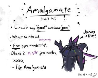 2_horns anthro arm_spikes black_body brochure elbow_spikes gesture goo-connected_lips hand_gesture head_horn horn male open_mouth pointing purple_horn purple_spikes sales_pitch shoulder_spikes simple_background solo spikes spikes_(anatomy) tail text text_background white_background themefinland amalgamate_(themefinland) goo_creature 2025 artist_name digital_drawing_(artwork) digital_media_(artwork) english_text half-length_portrait hi_res letterbox portrait sketch