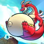 3_toes belly big_belly blood blue_tongue bodily_fluids claws duo feet huge_belly hyper hyper_belly male navel nosebleed outie_navel solo_focus sweat sweatdrop tail toes tongue wings tanio mythology nintendo the_legend_of_zelda wind_waker valoo dragon mythological_creature mythological_scalie scalie 1:1 hi_res