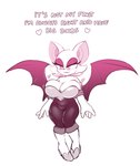 anthro big_breasts breast_jiggle breasts cleavage clothed clothing female gloves handwear heart_after_text heart_before_text heart_symbol jiggling membrane_(anatomy) membranous_wings motion_lines short_stack simple_background solo text text_with_heart white_background wings dwps sega sonic_the_hedgehog_(series) rouge_the_bat bat mammal absurd_res english_text full-length_portrait hi_res monochrome pink_theme portrait