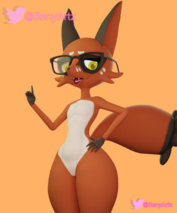 anthro belly brown_body ears_up eyelashes eyewear femboy gesture glasses hand_gesture male open_mouth pecs pointing simple_background solo standing tail text thick_thighs renyartz nintendo pokemon canid canine fox generation_8_pokemon mammal nickit pokemon_(species) 3d_(artwork) absurd_res blender_(artwork) digital_media_(artwork) english_text hi_res