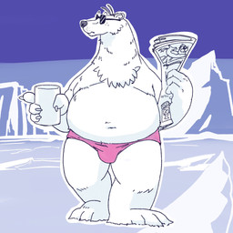 anthro belly big_belly black_nose bulge detailed_background eyewear fur kemono male newspaper outside overweight overweight_male solo standing sunglasses white_body white_fur natunokemono ice_climber polar_bear_(ice_climber) bear mammal polar_bear ursine 1:1 2026 hi_res