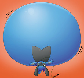 air_inflation anthro belly belly_expansion big_belly blue_body blue_ears blue_tail expansion floating hose hose_in_mouth hose_inflation huge_belly hyper hyper_belly hyper_inflation immobile inflation looking_at_viewer male motion_lines orange_background red_eyes simple_background solo swelling tail upside_down poipole98 nintendo pokemon generation_4_pokemon pokemon_(species) riolu 2025 absurd_res colored digital_media_(artwork) hi_res shaded