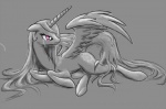 bodily_fluids crying cutie_mark feathered_wings feathers female feral horn solo tears wings nero_eternity_(artist) friendship_is_magic hasbro my_little_pony mythology princess_celestia_(mlp) equid equine mammal mythological_creature mythological_equine winged_unicorn monochrome