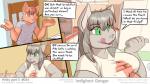 16:9 2016 4k absurd_res anthro belly big_belly big_breasts breasts brown_body brown_fur brown_hair canid canine canis claws clothed clothing comic dialogue digital_media_(artwork) duo english_text faf female food fox fur grey_body grey_fur grey_hair hair hetty_(faf) hi_res inside jimmy_(faf) licking licking_lips long_hair male mammal messy nipple_outline obese open_mouth overweight self_lick shirt smile speech_bubble teeth text tongue tongue_out topwear widescreen wolf