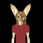 alpha_channel anthro black_lips brown_hair canid canine clothing countershading eyewear fennec_fox fenneczephyr fox fur glasses green_eyes hair hi_res lips long_hair male mammal open_mouth red_clothing red_shirt red_topwear scar shirt skinny solo tan_body tan_fur tongue topwear true_fox zephyr_(fenneczephyr)