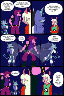 anthro dialogue female group speech_bubble text trio arcatech deltarune undertale_(series) krampus_(arcatech) susie_(deltarune) synthesis_(arcatech) deer domestic_cat felid feline felis lizard mammal reptile scalie 2:3 comic english_text hi_res