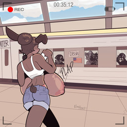 american_flag anthro areola back_boob big_areola big_breasts big_nipples breast_drop breasts camera_view clothed clothing clothing_lift exhibitionism female female_anthro flashing huge_areola huge_breasts huge_nipples hyper hyper_breasts nipples onomatopoeia plap public public_exposure recording sagging_breasts shirt shirt_lift sound_effects text topwear train train_station united_states_of_america vehicle empskit marlena_(empskit) lagomorph leporid mammal rabbit 1:1 hi_res