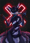 2021 5_fingers anthro areola black_hair blue_eyes breasts canid canine clothed clothing deeless digital_media_(artwork) eyebrows eyelashes female fingers hair hi_res looking_at_viewer mammal nipples open_mouth teeth tongue tsukiko