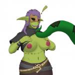 bite biting_lip biting_own_lip blush breasts clothed clothing exclamation_point female nipples not_furry self_bite solo standing tentacles torn_clothing dannyg humanoid orc 1:1 hi_res