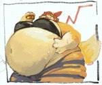 anthro belly big_belly big_breasts bodily_fluids bottomwear bra breasts burger clothing eyes_closed female food fur hair holding_burger holding_food holding_object huge_belly navel obese obese_anthro obese_female open_mouth open_smile orange_body orange_fur orange_hair overweight overweight_anthro overweight_female pants smile solo sweat sweaty_belly tail tan_body tan_fur torn_bottomwear torn_clothing torn_pants underwear hoshino_kedama nogami_(hoshinokedama) canid canine fox mammal hi_res