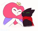 black_body black_fur cape clothing crown duo eyes_closed fur headgear king mane nuzzling purring red_body red_fur royalty rubbing text patty-plmh cartoon_network mao_mao:_heroes_of_pure_heart king_snugglemagne_xxv sheriff_mao_mao_mao domestic_cat felid feline felis lion mammal pantherine animated english_text short_playtime