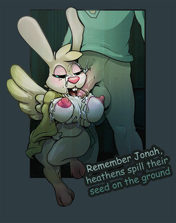 anthro areola balls big_breasts biped blush bodily_fluids bottomless bottomless_human bottomless_male breasts buckteeth clothed clothing cum cum_between_breasts cum_on_breasts cum_on_face faceless_character faceless_human faceless_male female female_anthro female_on_human fingering fingering_self freckles genital_fluids genitals glans head_tuft human_on_anthro interspecies male male/female male_human male_on_anthro masturbation nipples open_mouth penis pubes shortstack shortstack_female talking_to_another talking_to_partner teeth text tongue tongue_out tuft vaginal vaginal_masturbation vein veiny_penis wings goatmystic angel_hare the_east_patch angel_gabby jonah_whitman angel hare human lagomorph leporid mammal colored digital_media_(artwork) english_text shaded