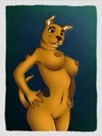 anthro anthrofied big_breasts black_body black_fur black_nose breasts brown_body brown_fur crossgender dark_eyes female fur genitals mtf_crossgender nipples nude pussy solo spots puppyflakes hanna-barbera scooby-doo_(series) scooby-doo canid canine canis domestic_dog great_dane mammal mastiff molosser hi_res